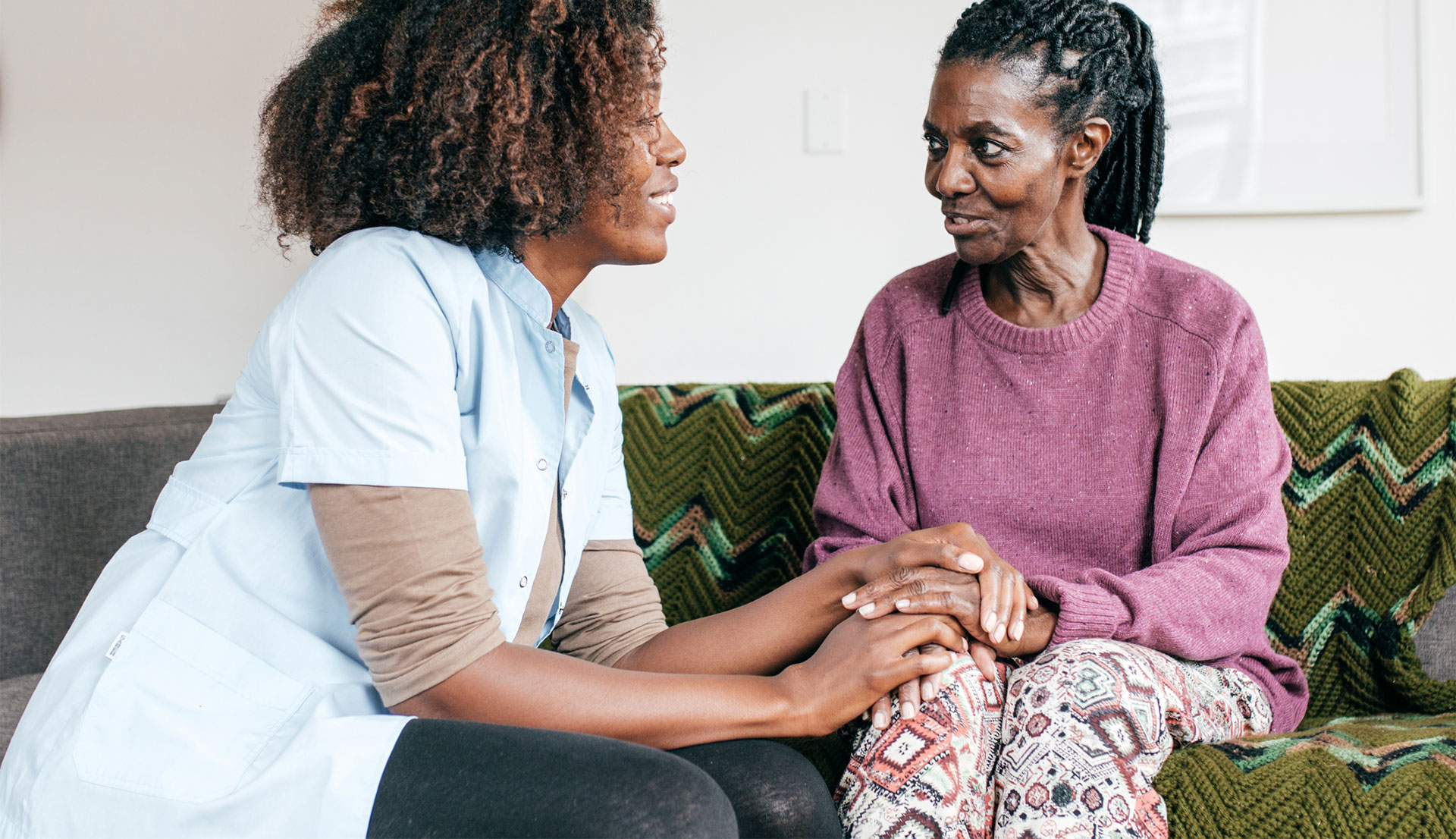Nurse discussing long-term care options with patient